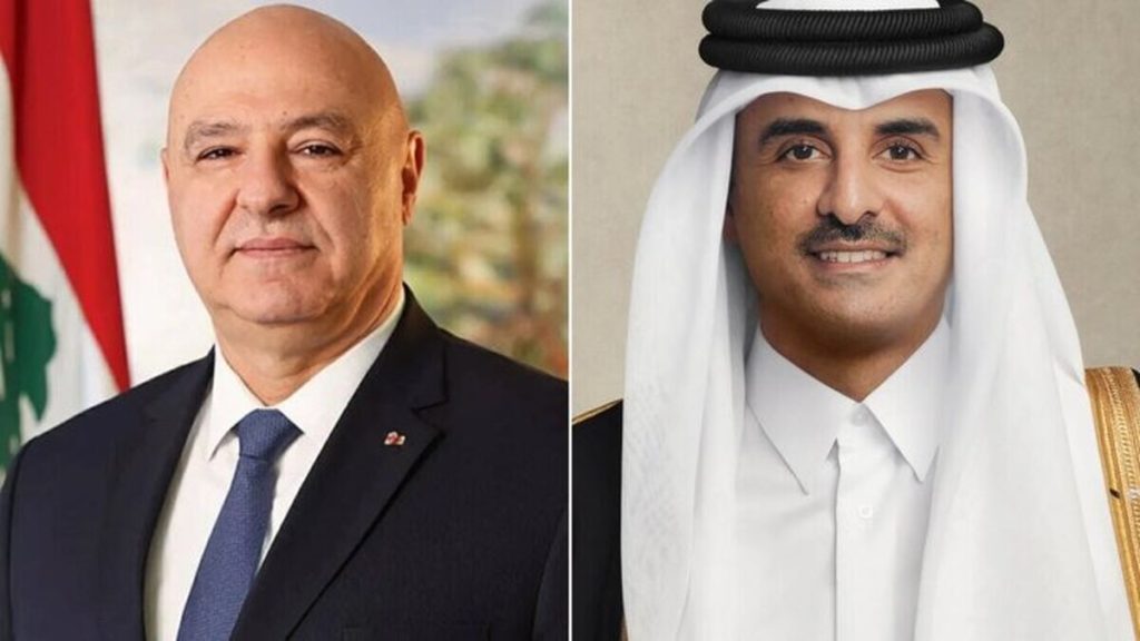 امیر قطر و رئیس‌جمهور لبنان با یکدیگر گفتگو کردند