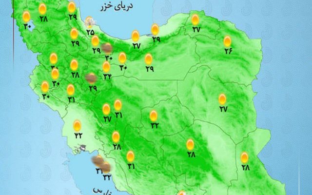 وضعیت آب و هوا امروز پنجشنبه 19 شهریور /بارش شدید و وزش باد در ارتفاعات+ وضعیت استان ها