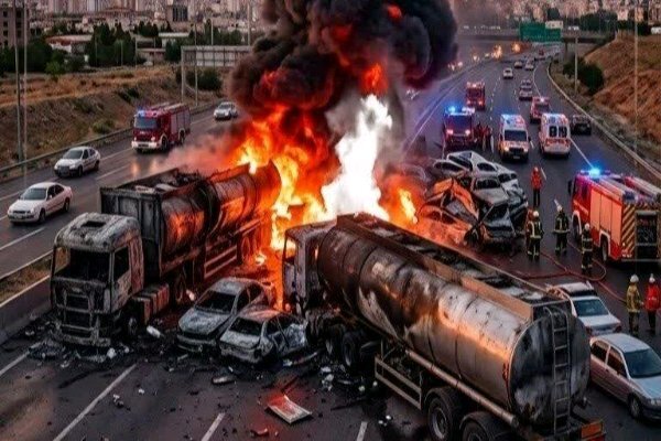 تانکر حامل مواد سوختی در محور همدان ـ سنندج دچار حریق شد