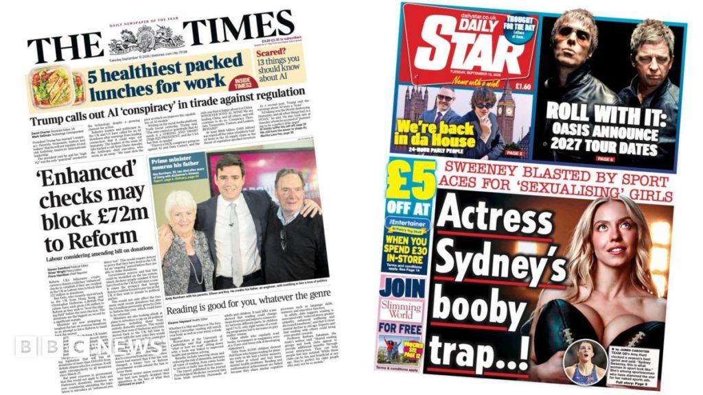 The Papers: Reform donors 'could face enhanced checks' and 'Sydney Sweeney blasted'