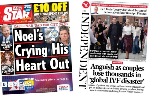 The Papers: 'Noel's crying his heart out' and 'global IVF disaster'