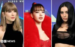 Taylor Swift and Charli XCX among stars to light up VMAs red carpet