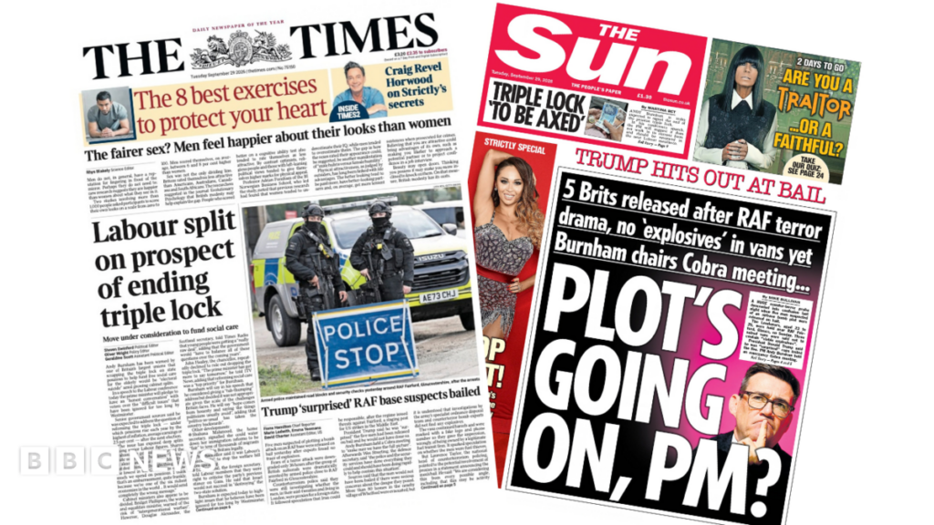The Papers: 'Labour split on triple lock' and 'Plot's going on, PM?'