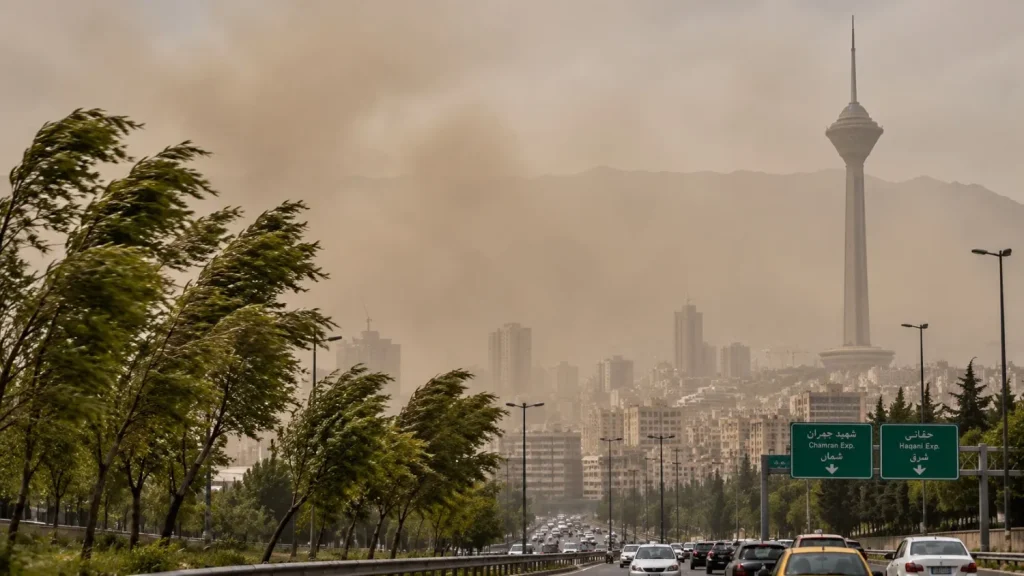 هواشناسی: وزش باد نسبتاً شدید و احتمال گردوخاک در تهران پیش‌بینی می‌شود