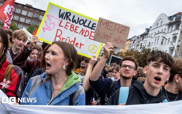 Students strike across Germany in protest against military service
