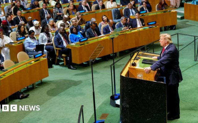 American power, AI and a walkout - key moments from Trump's UN speech