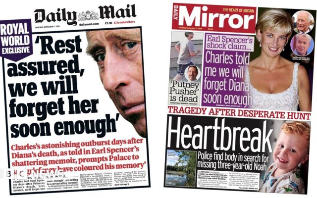 The Papers: King's 'astonishing outburst' and 'heartbreak' after search for missing Noah