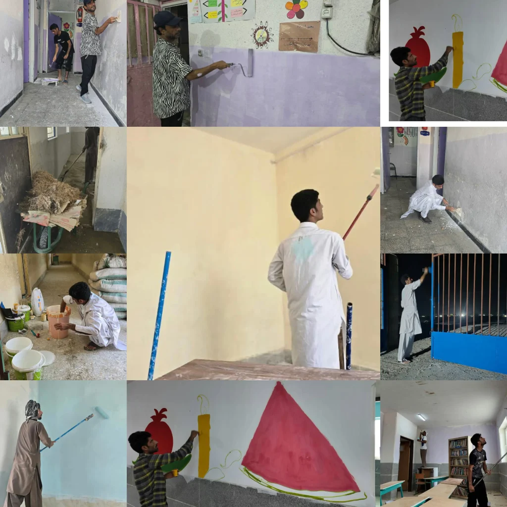 رنگ آمیزی برخی از مدارس چابهار توسط هنرمندان این شهر همزمان با روز سینما