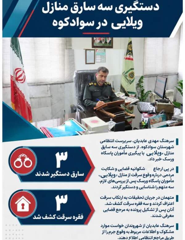 دستگیری سه سارق منازل ویلایی در سوادکوه