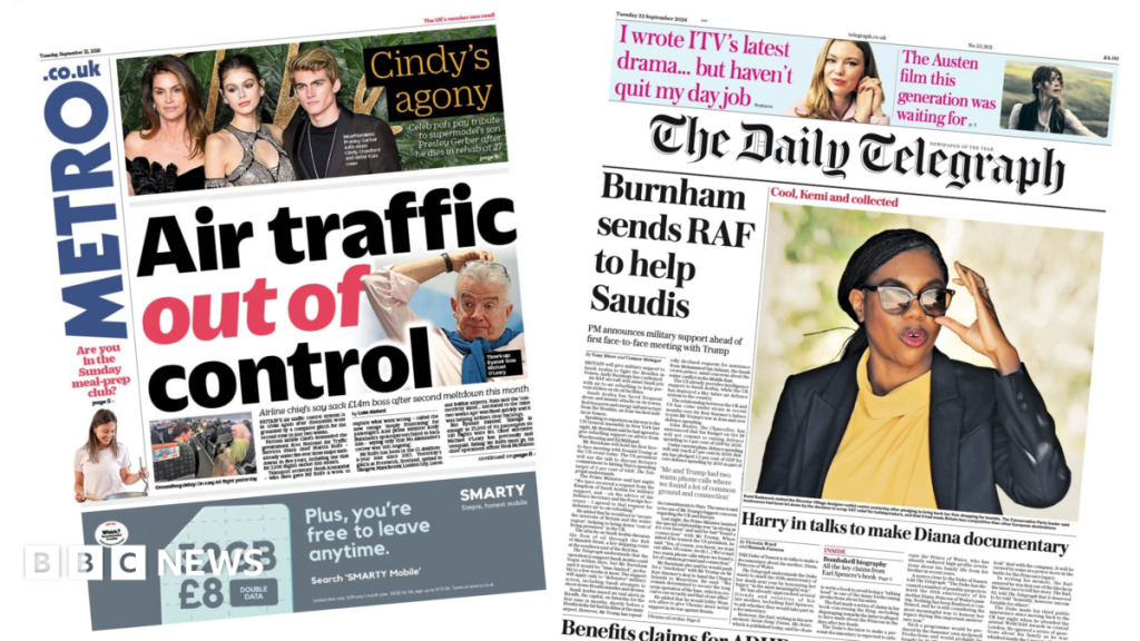 The Papers: 'Air traffic out of control' and 'RAF to help Saudis'