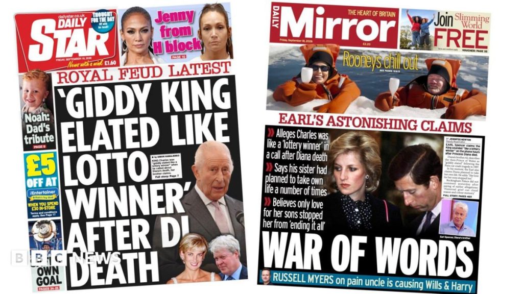 The Papers: 'Giddy King' and 'war of words' over Earl Spencer book