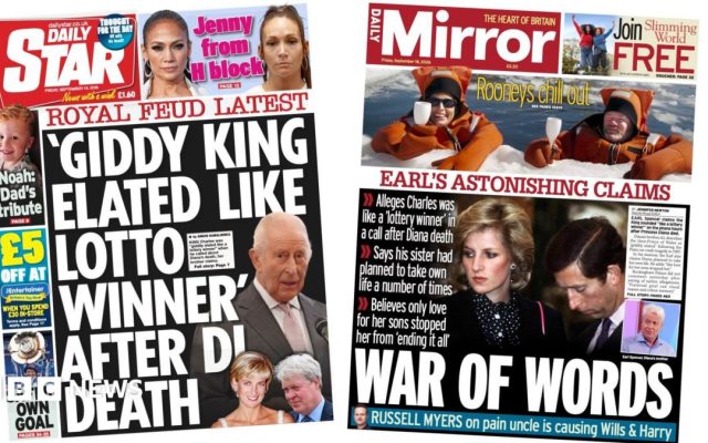 The Papers: 'Giddy King' and 'war of words' over Earl Spencer book