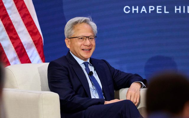 Jensen Huang puts Trump on speakerphone onstage to announce robots won’t take over the world
