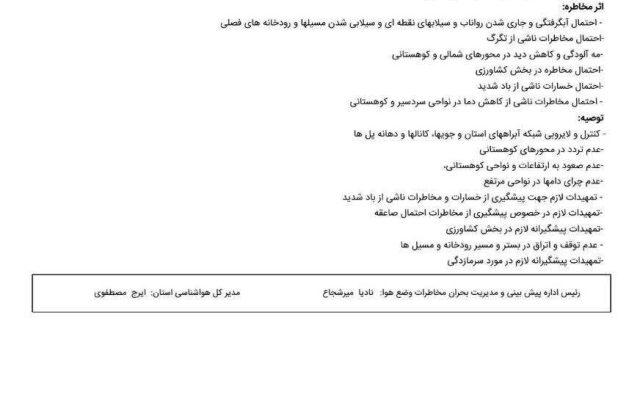 هشدار وزش باد و باران و کاهش دما در سمنان
