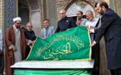 سنگ مزار حضرت عبدالعظیم حسنی(ع) با هنر دست هنرمندان شیرازی رونمایی شد