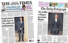 The Papers: 'Israel reacts with fury' and 'air traffic collapse'