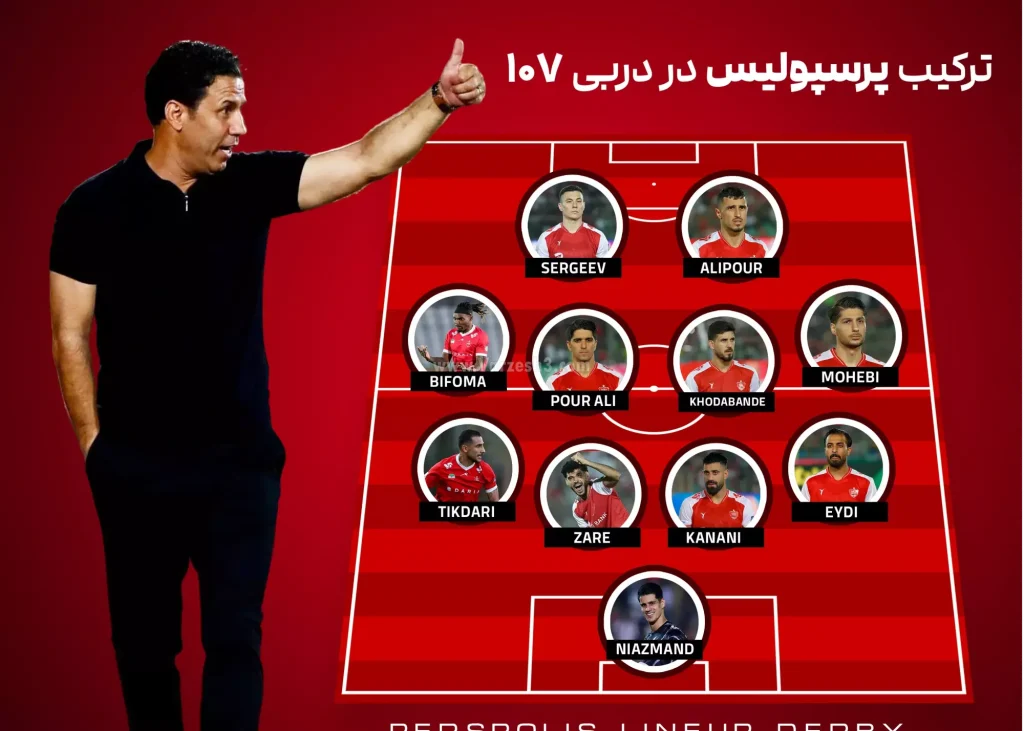 با دو مهاجم برای حمله؛/ ترکیب پرسپولیس برای دربی اعلام شد