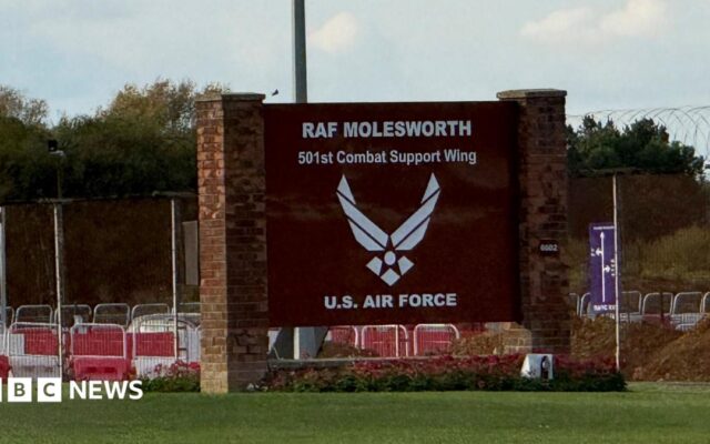 Two Latvian men arrested on suspicion of trespass at RAF base in Cambridgeshire