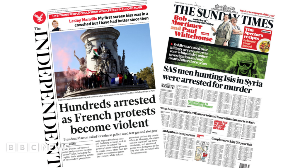 The Papers: 'French protests become violent' and SAS men 'arrested for murder'