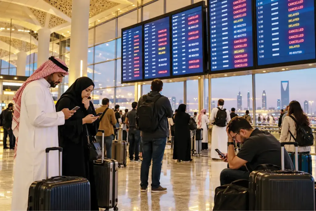 آسمان ریاض روی یک میلیون مسافر بسته شد