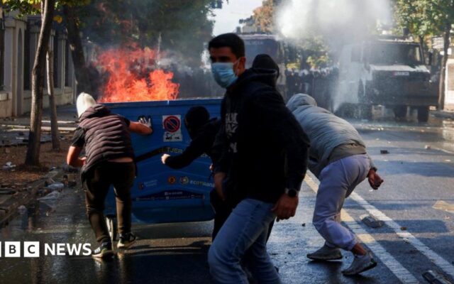 Violent clashes between police and protesters in Albania