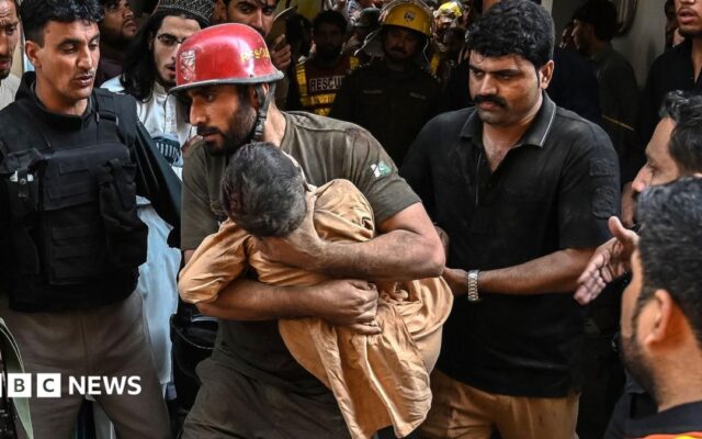 At least 33 pupils and teacher killed after school roof collapses in Pakistan