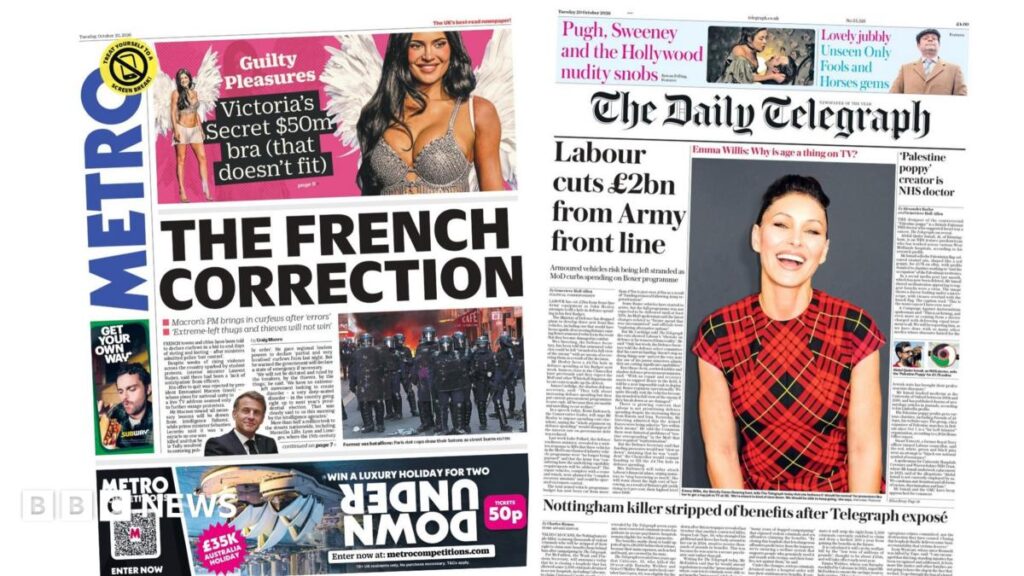 'The French correction' and 'Labour cuts £2bn from Army'