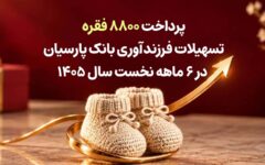 پرداخت 8800 فقره تسهیلات فرزندآوری بانک پارسیان در 6ماهه سال 1405