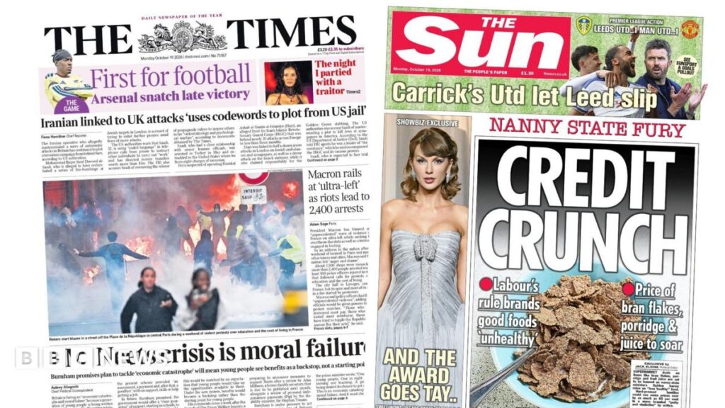 'Neets crisis is moral failure' and 'Credit crunch'