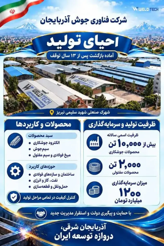 احیای واحد تولیدی فناوری جوش آذربایجان بعد از ۱۳ سال توقف
