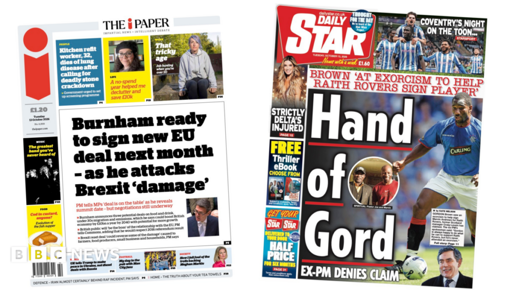 The Papers: 'Burnham ready to sign new EU deal' and 'Hand of Gord'