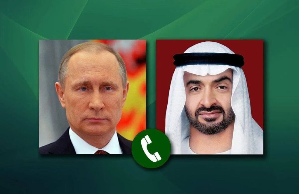 پوتین و رئیس امارات درباره تحولات خلیج فارس و عرضه گازوئیل به آمریکا گفتوگو کردند