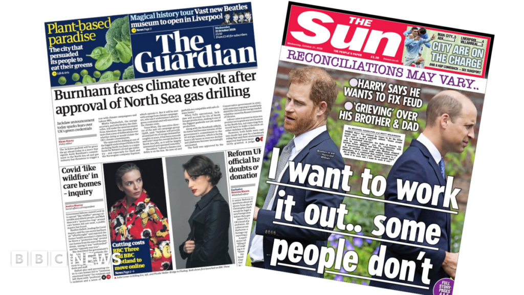 The Papers: 'Burnham faces climate revolt' and 'Harry wants to fix feud'
