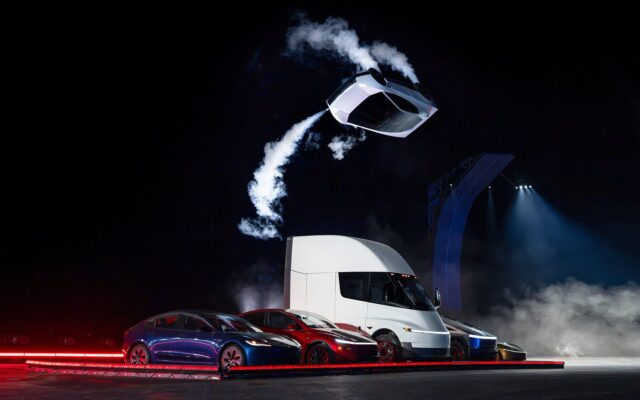 The incredible flying Tesla Roadster is just for show