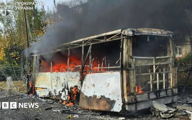 Russian strike on buses kills 33, say officials, as deadly attacks on Ukraine surge