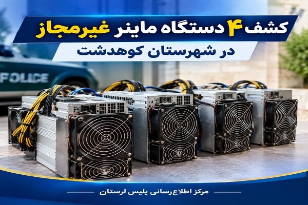 کشف ۴ دستگاه ماینر غیرمجاز در کوهدشت؛ دستگیری ۴ متهم