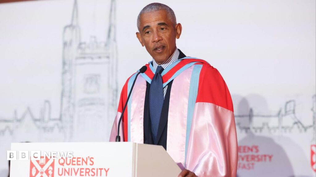 Obama receives honorary degree from Queen's University Belfast