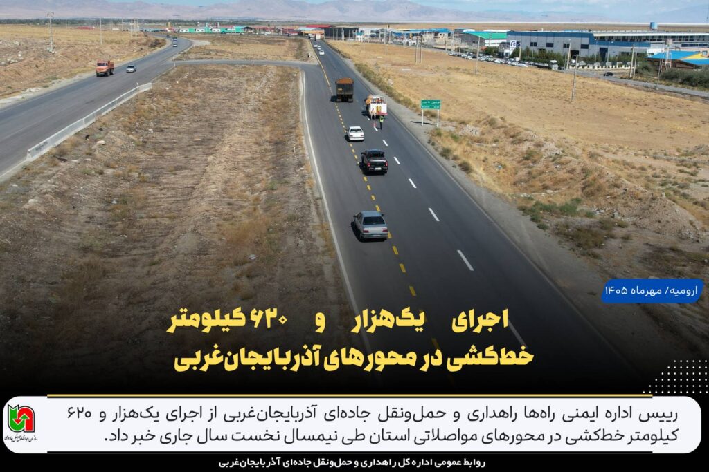 اجرای یک‌هزار و ۶۲۰ کیلومتر خط‌کشی در محورهای آذربایجان‌غربی